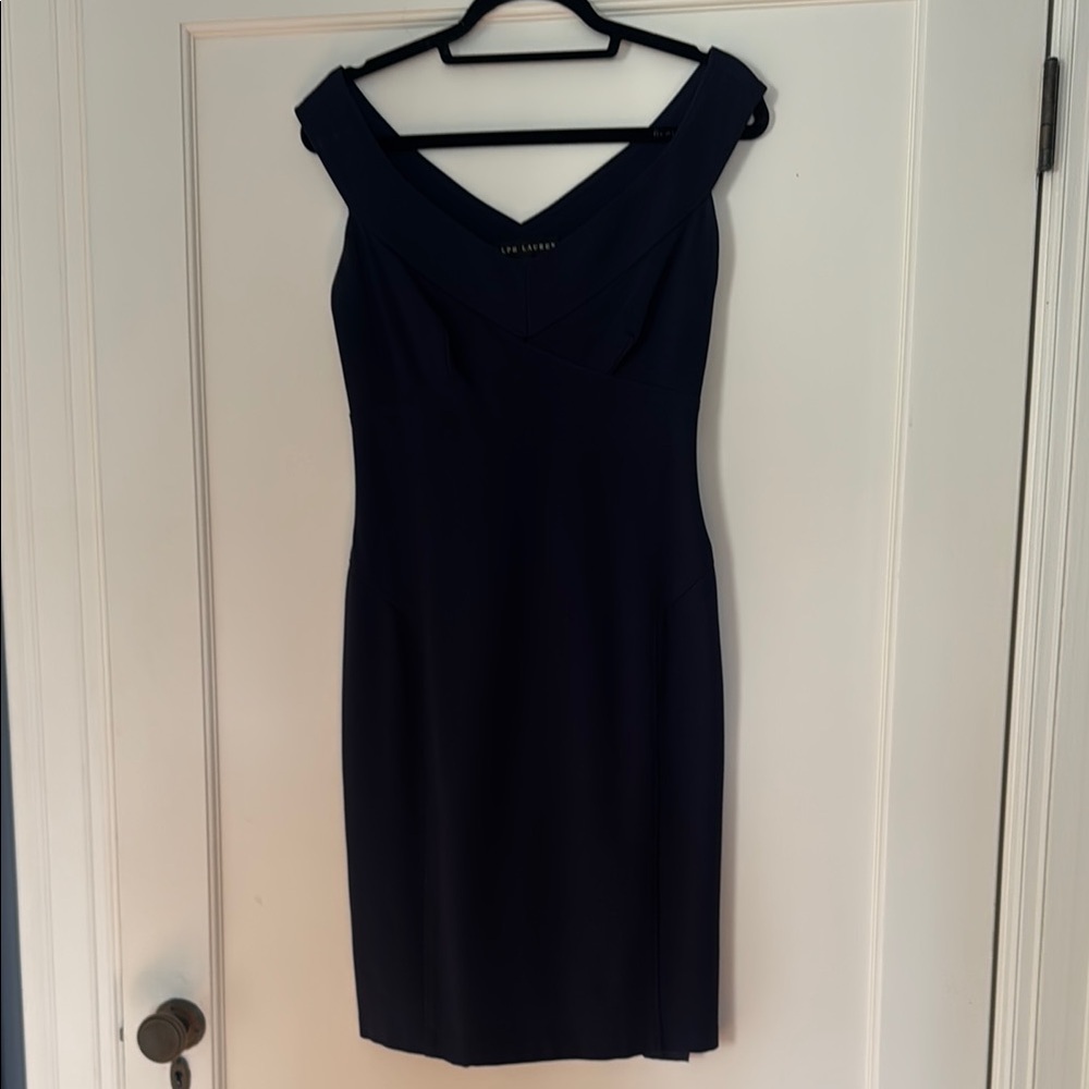 Ralph Lauren Black Off-the-Shoulder Sheath Mini Dress